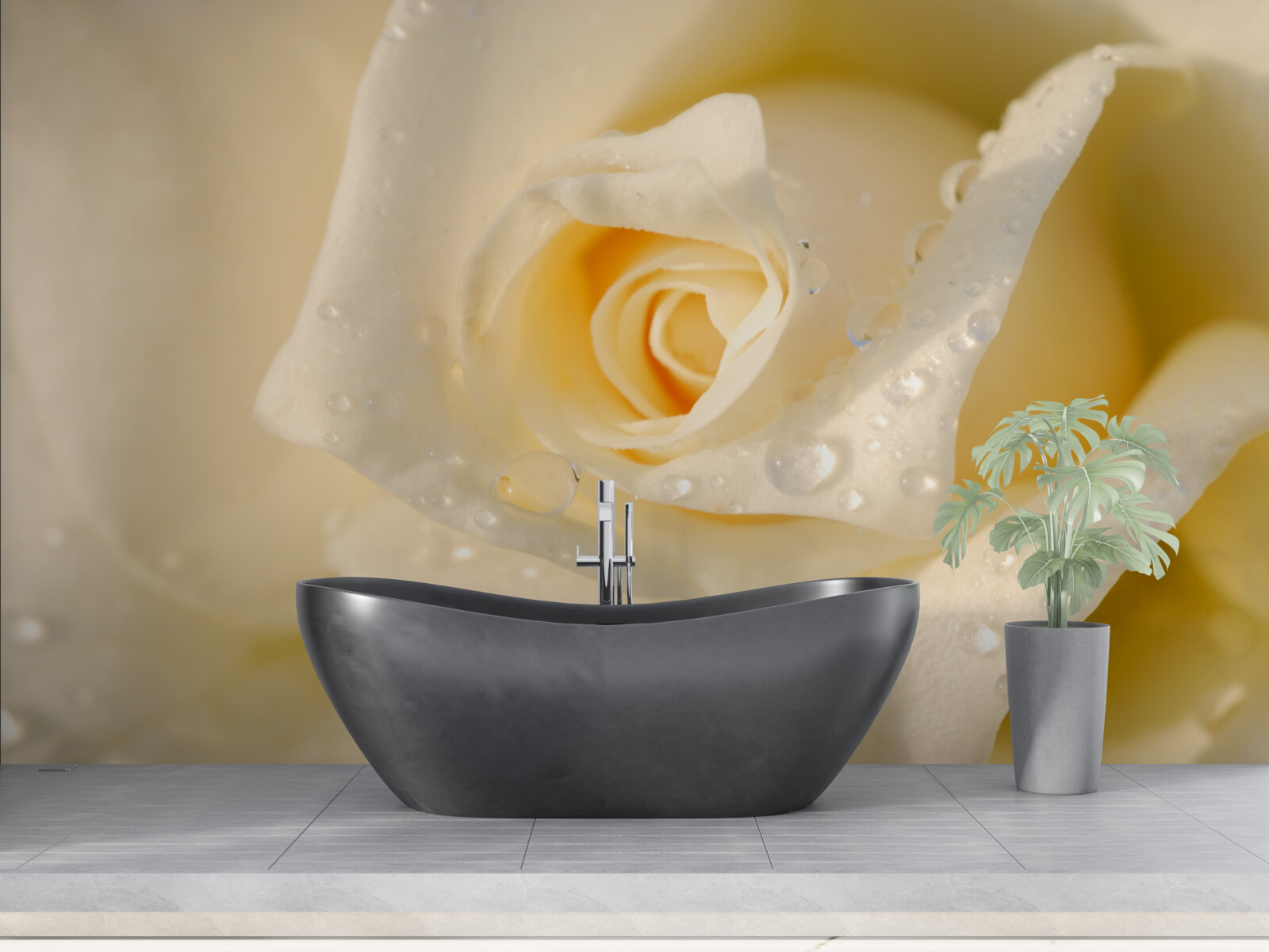 Фотошпалери росла краплями, пофарбована в білий колір