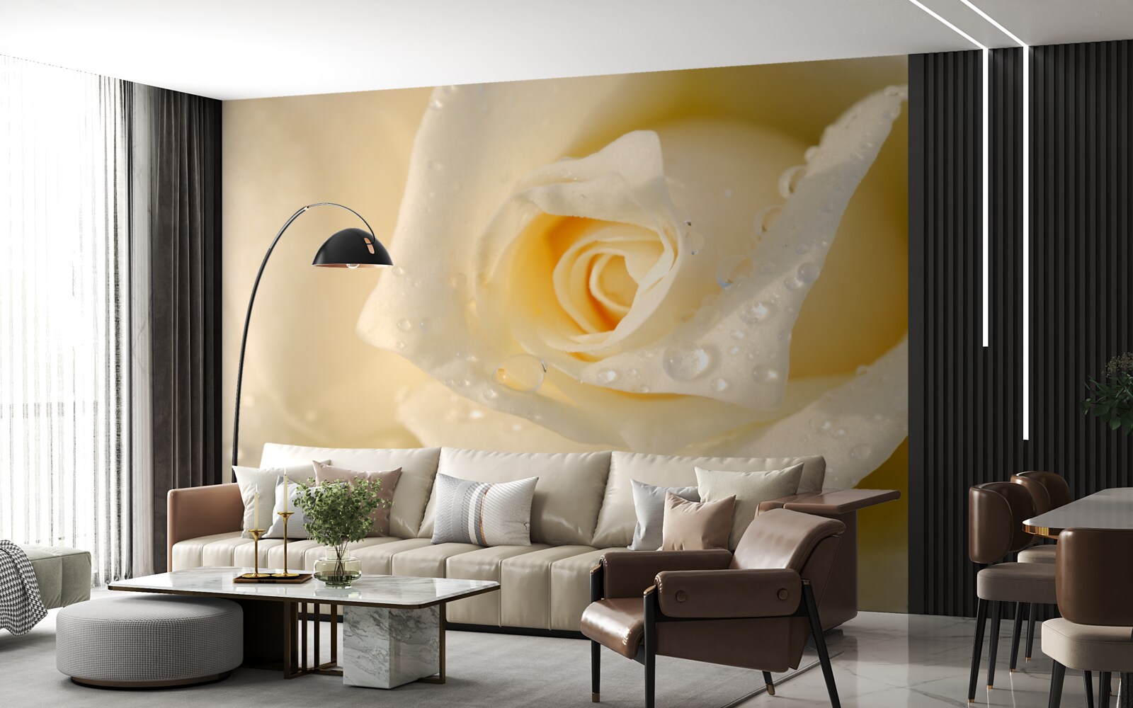 Фотошпалери росла краплями, пофарбована в білий колір