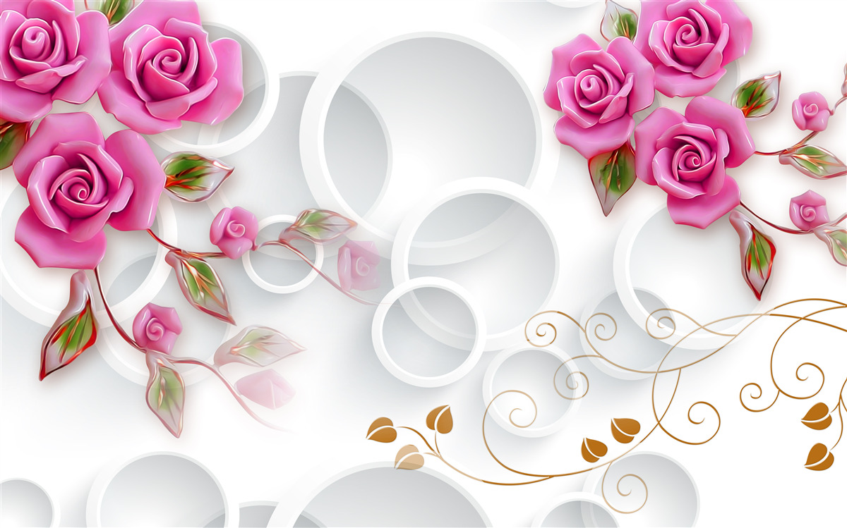 Фотошпалери білі обручі та рожева троянда