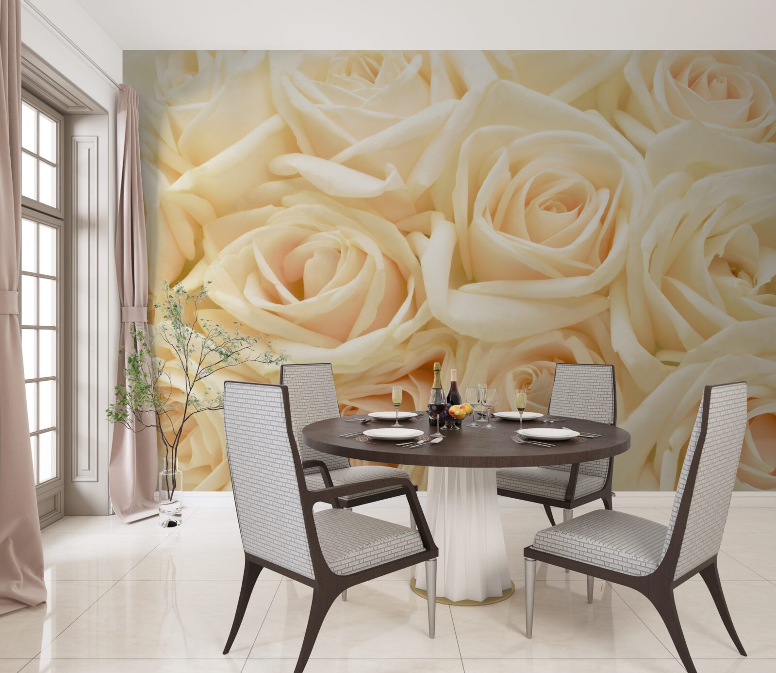 Фотошпалери букет кремових троянд