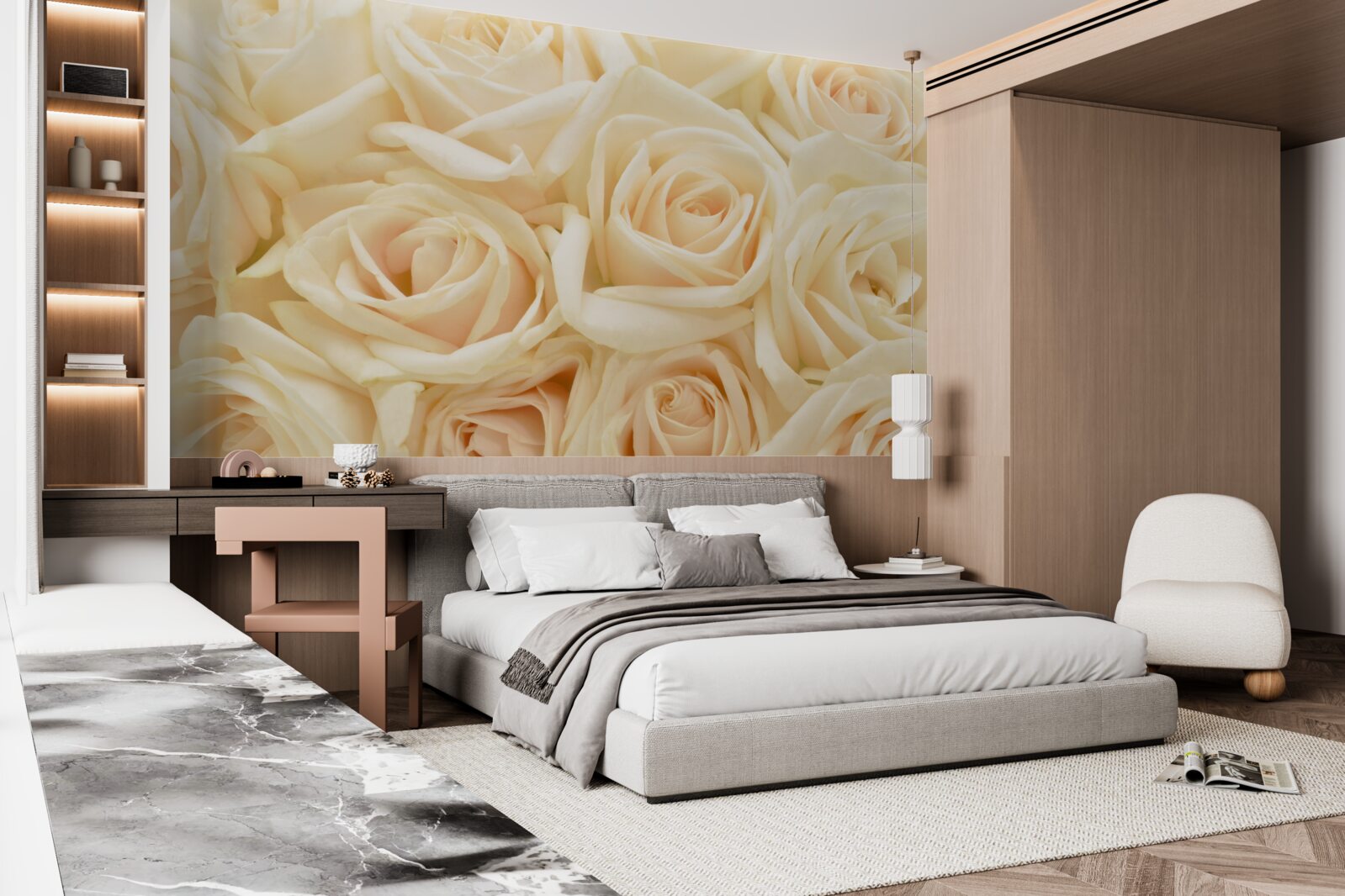 Фотошпалери букет кремових троянд