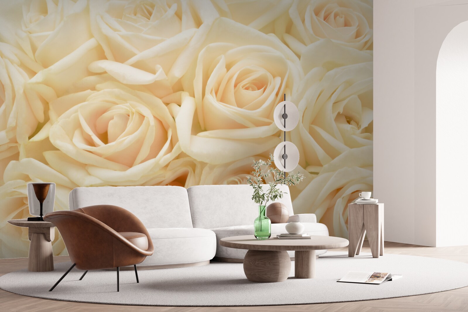 Фотошпалери букет кремових троянд