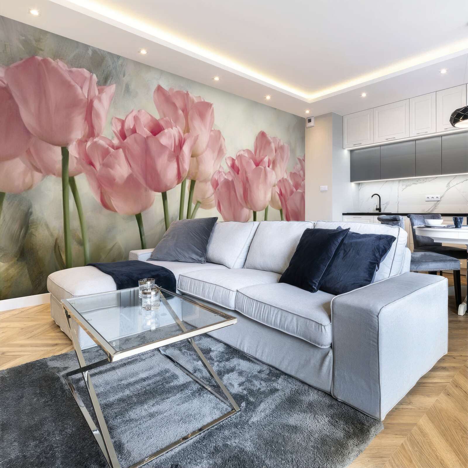 Фотошпалери ніжні рожеві тюльпани