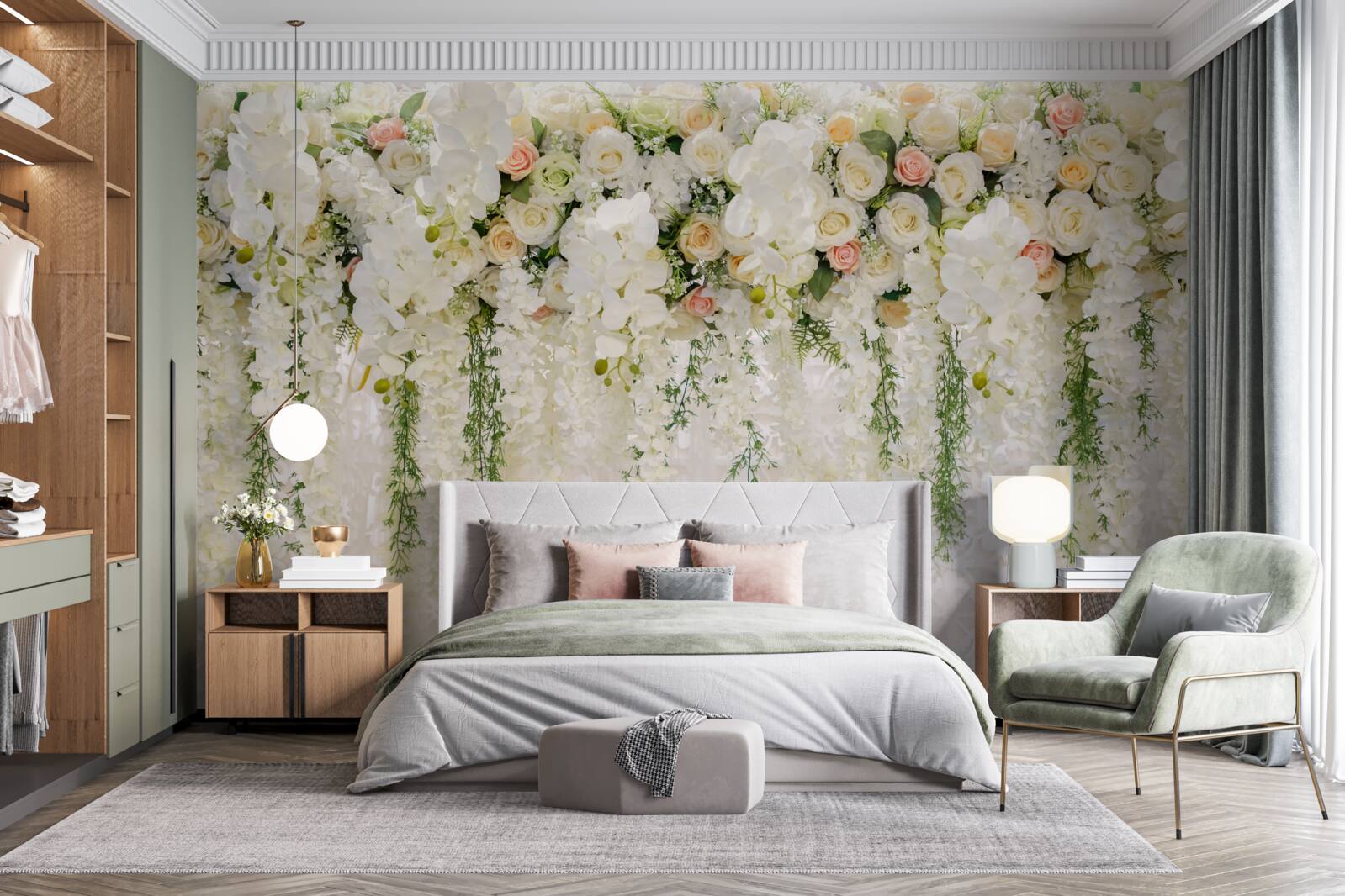 Фотошпалери композиція з ніжних квітів орхідей