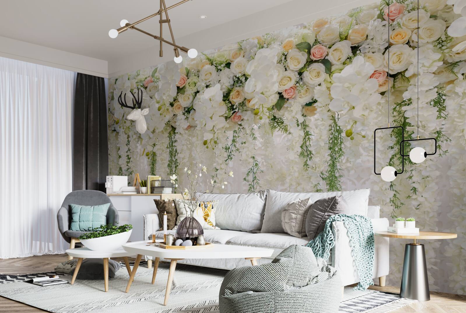 Фотошпалери композиція з ніжних квітів орхідей