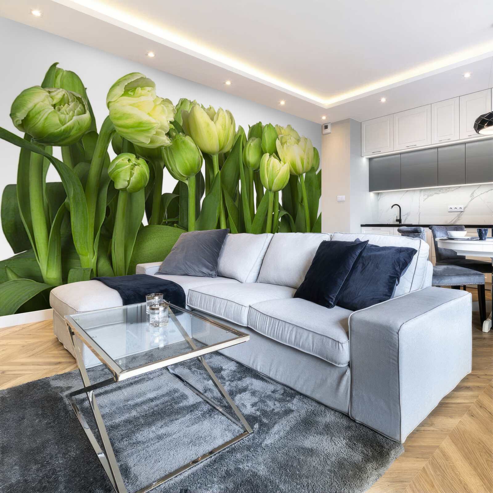 Фотошпалери Набір частково відкритих світлих тюльпанів