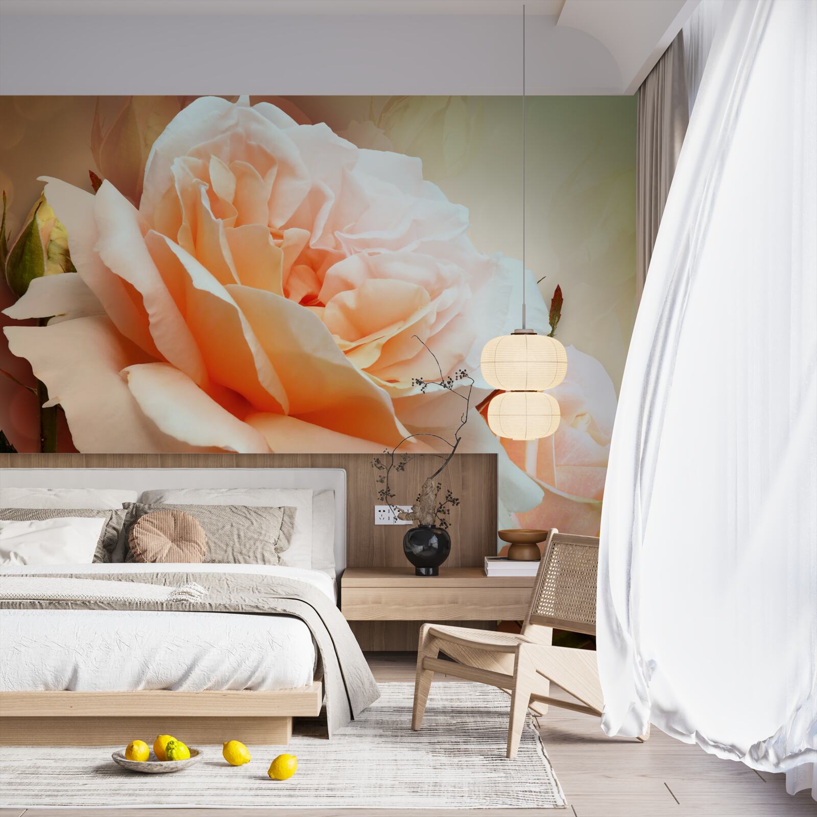 Фотошпалери троянди, що розпустилися і перебувають у стадії бутонів