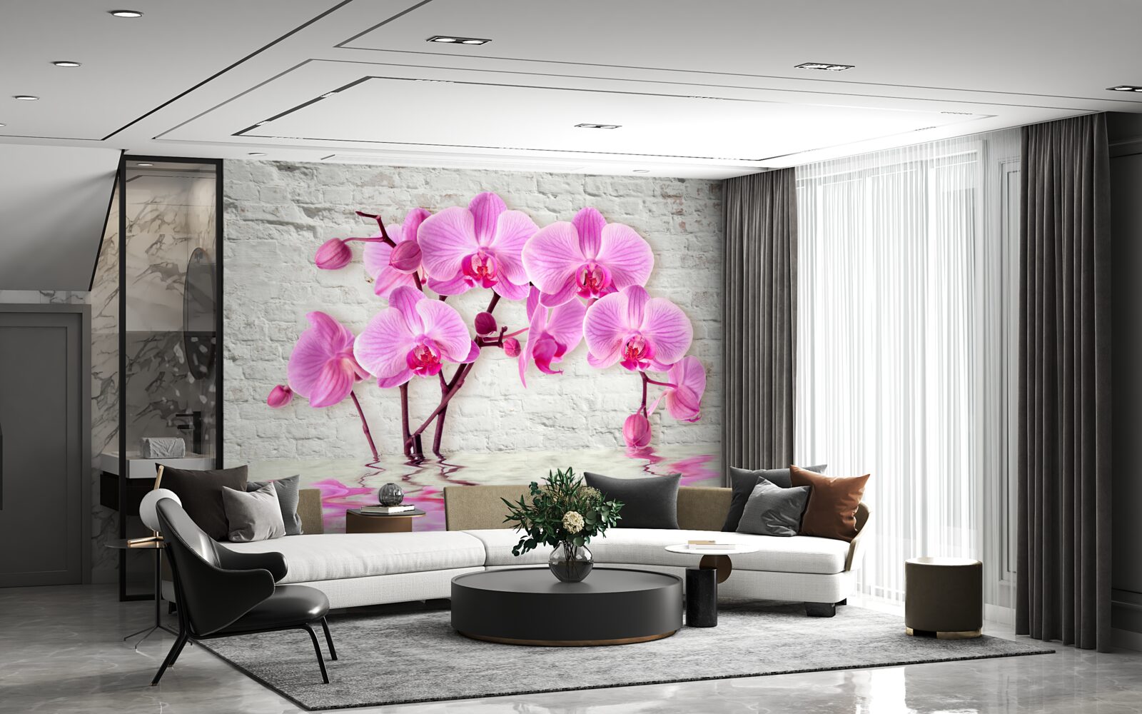 Фотошпалери ніжно-фіолетова квітка орхідеї