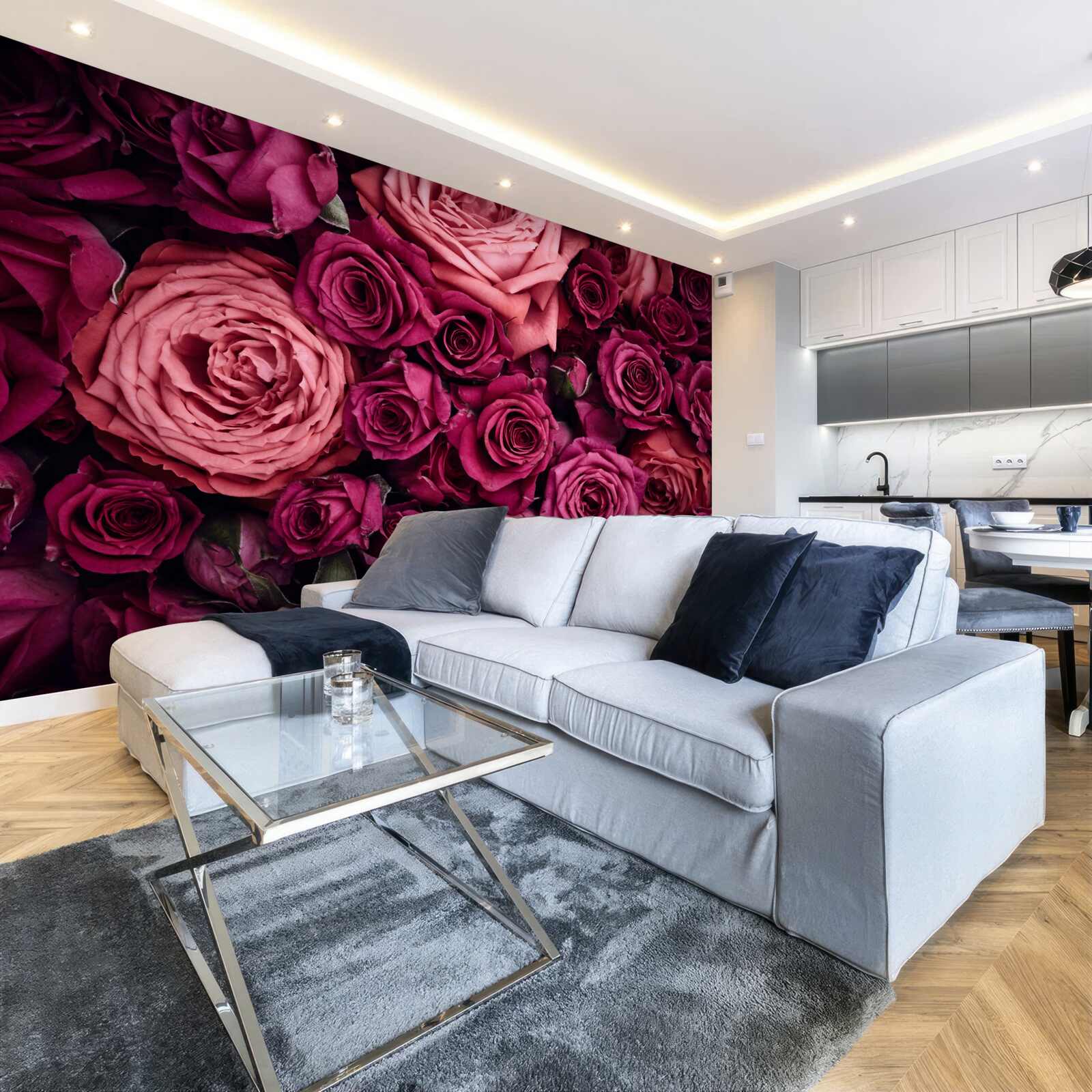 Фотошпалери поєднання ароматних рожевих троянд