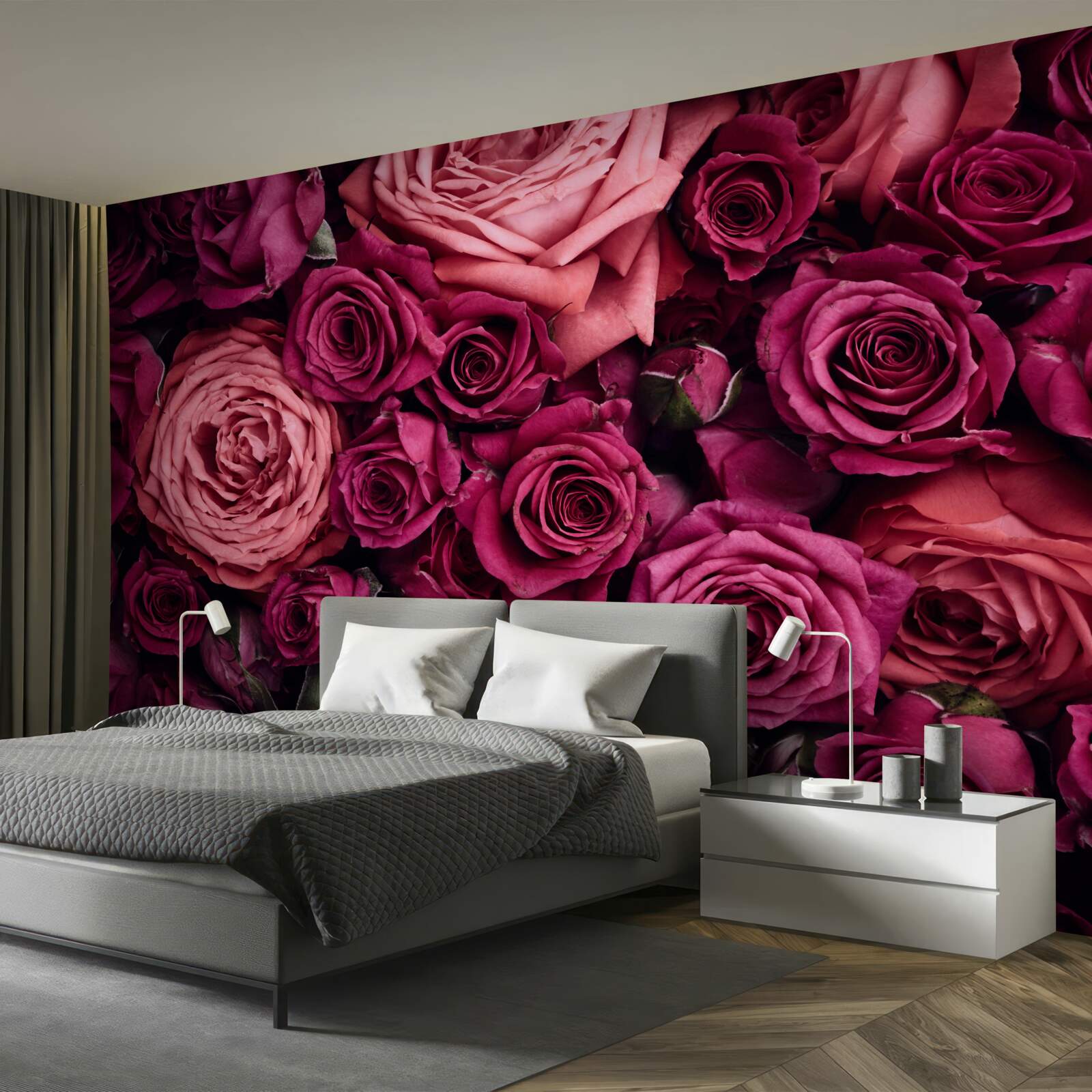 Фотошпалери поєднання ароматних рожевих троянд