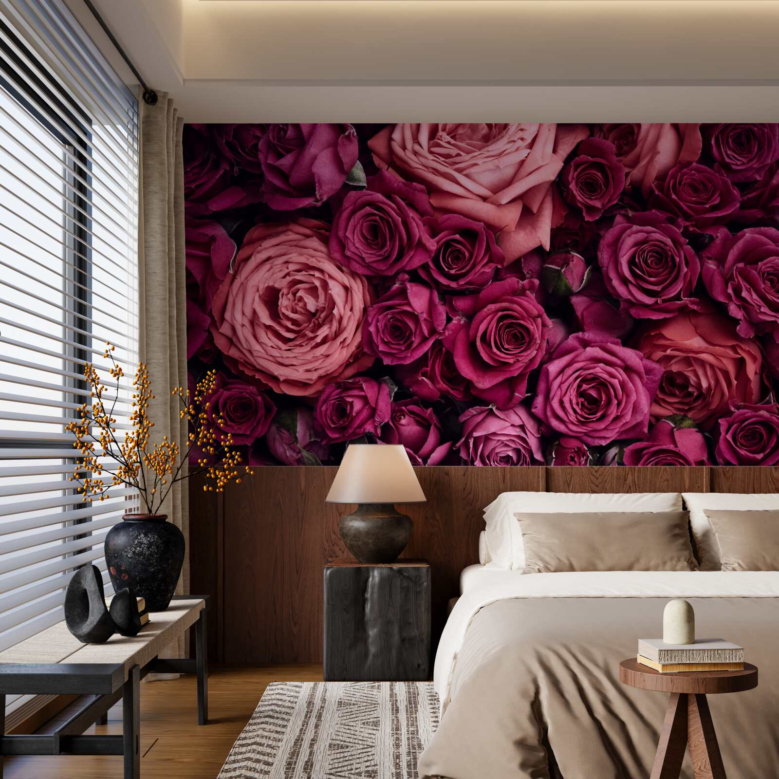 Фотошпалери поєднання ароматних рожевих троянд