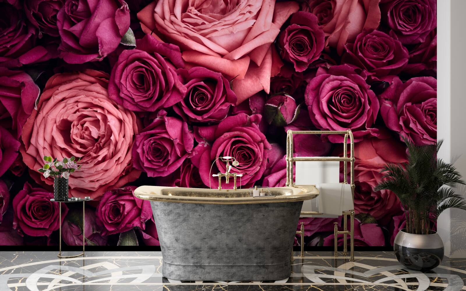 Фотошпалери поєднання ароматних рожевих троянд