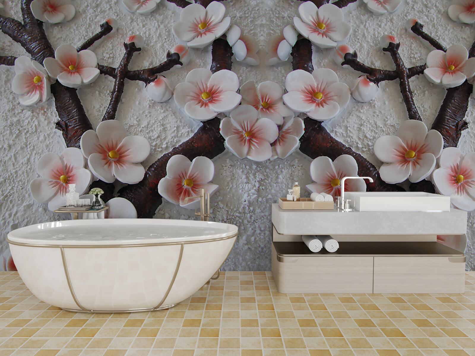 Фотошпалери сакура, змочена квітучою гілкою