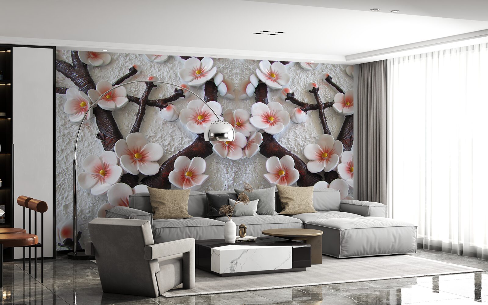 Фотошпалери сакура, змочена квітучою гілкою