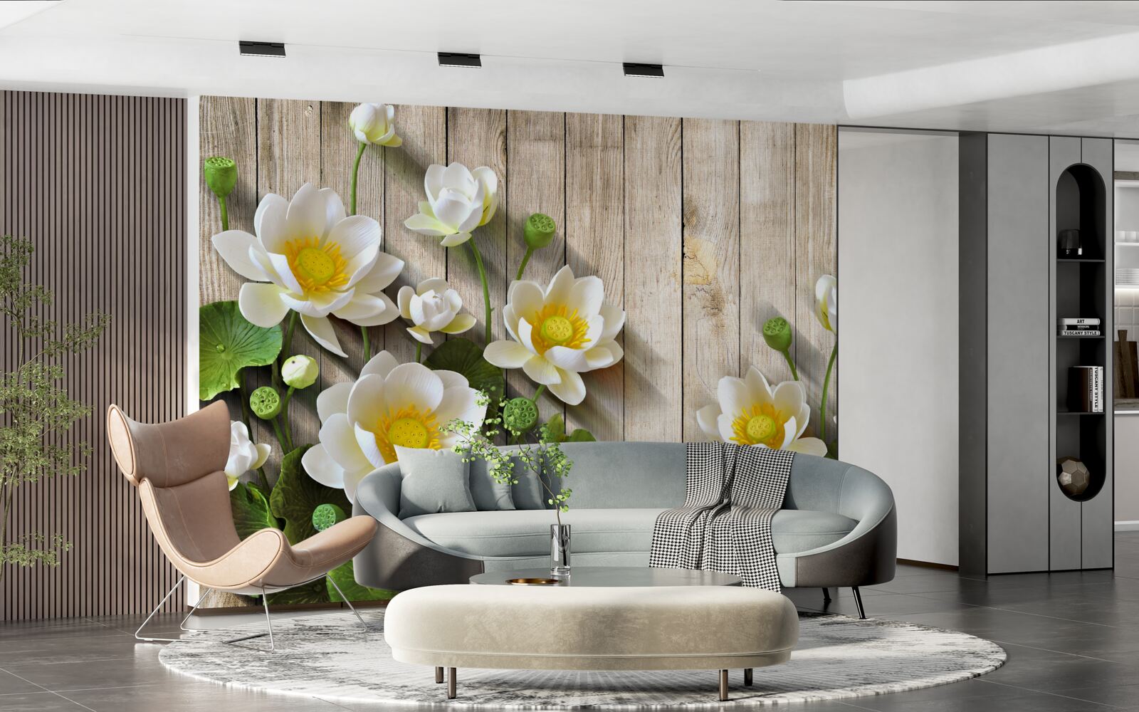 Фотошпалери лілії з жовтою серцевиною та білосніжним відтінком