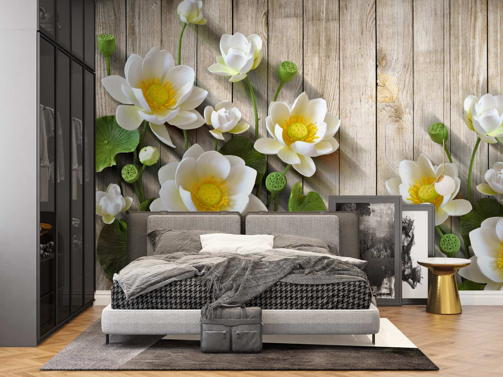 Фотошпалери лілії з жовтою серцевиною та білосніжним відтінком