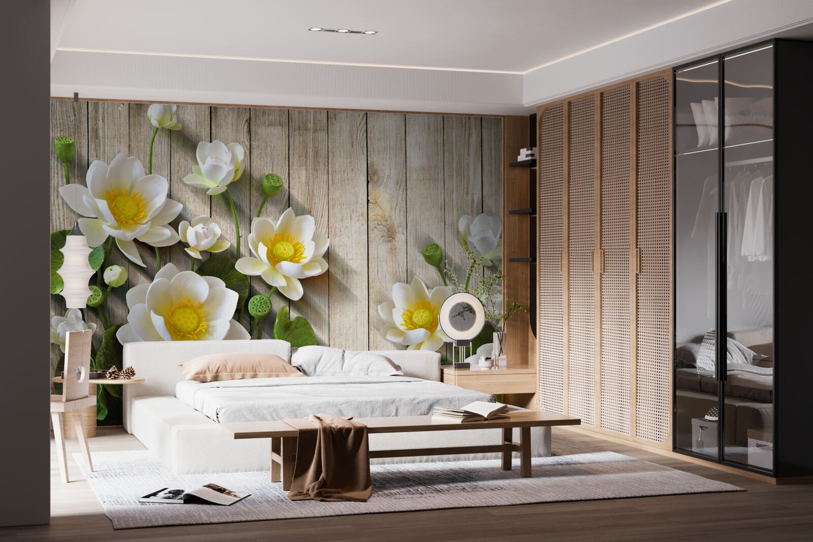 Фотошпалери лілії з жовтою серцевиною та білосніжним відтінком