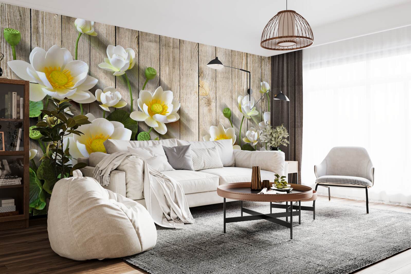 Фотошпалери лілії з жовтою серцевиною та білосніжним відтінком