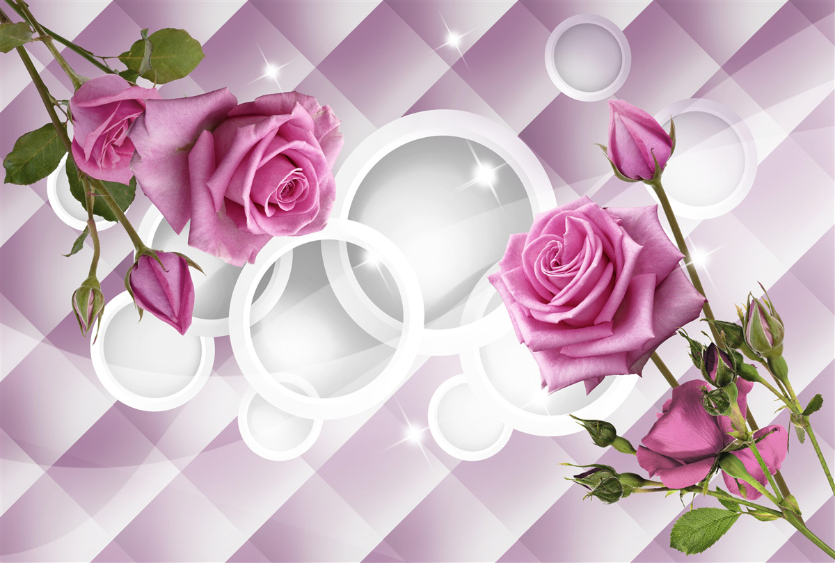 Фотошпалери бузкові троянди на неоднозначному тлі