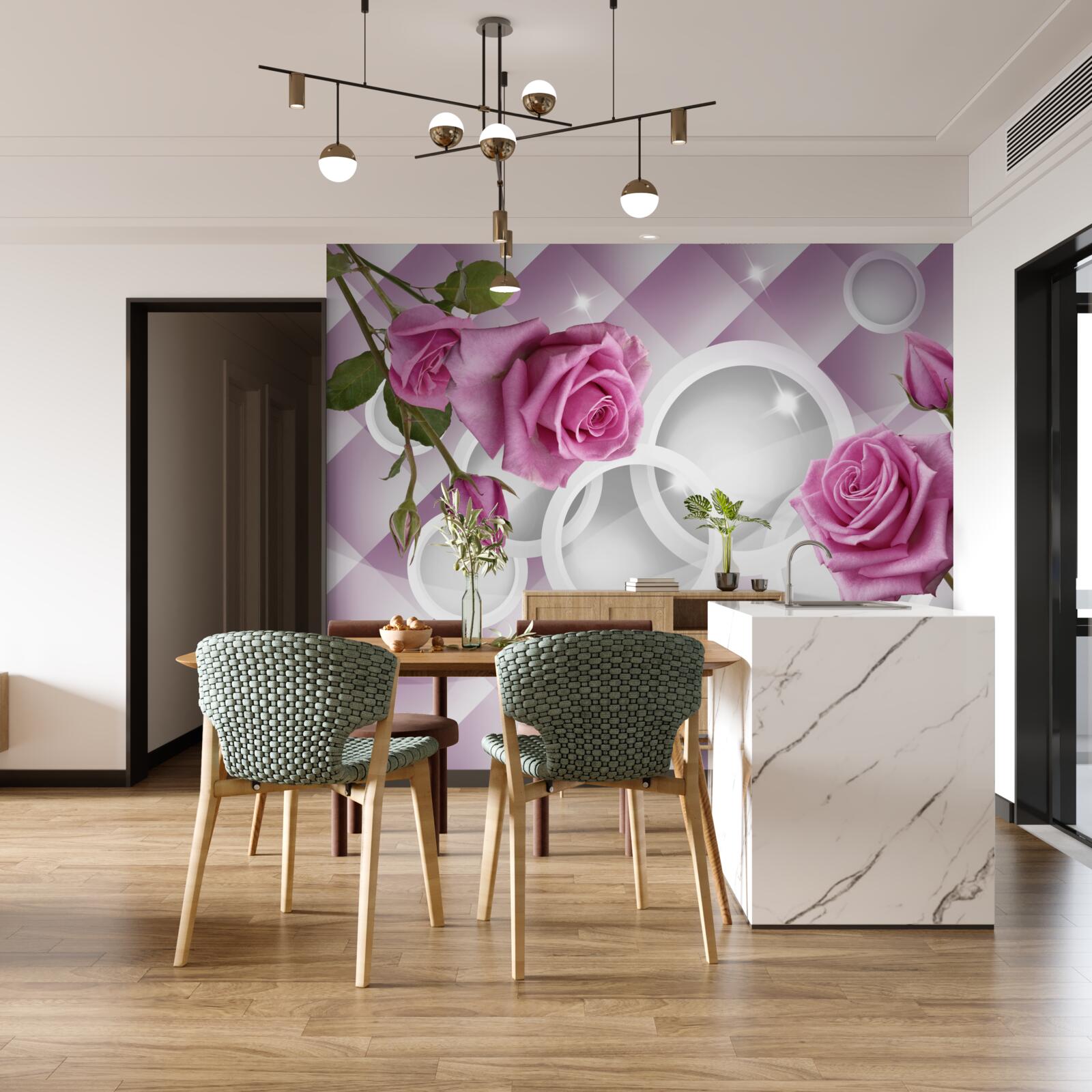 Фотошпалери бузкові троянди на неоднозначному тлі