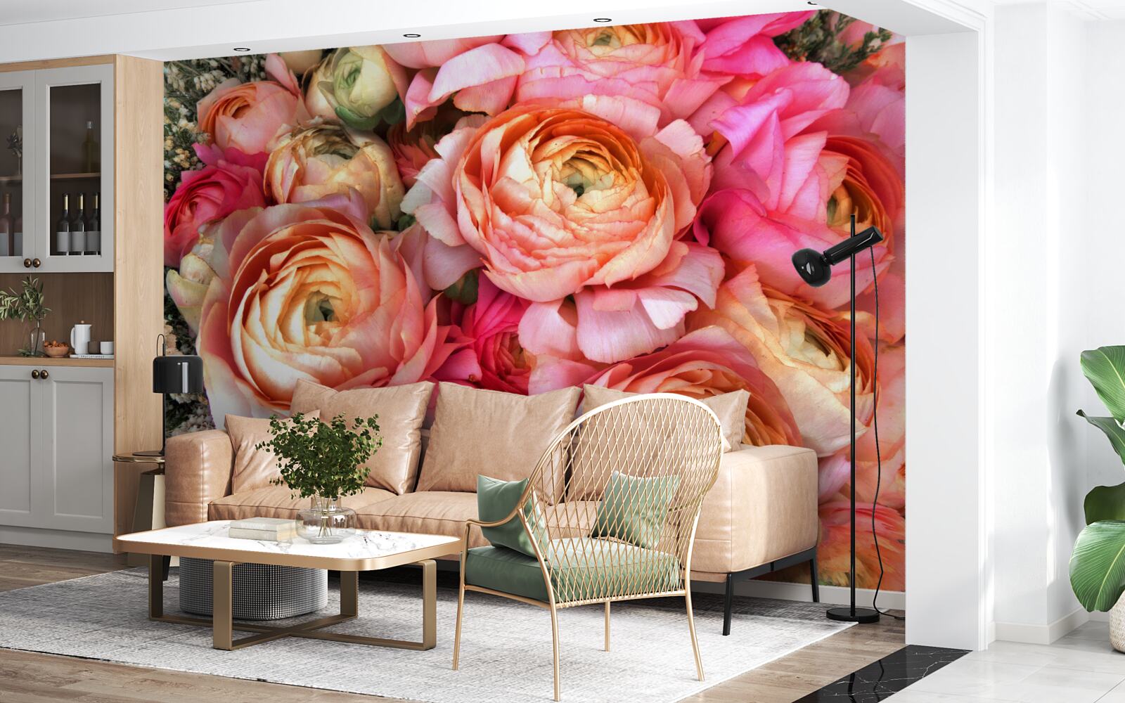 Фотошпалери насичено забарвлені півонії