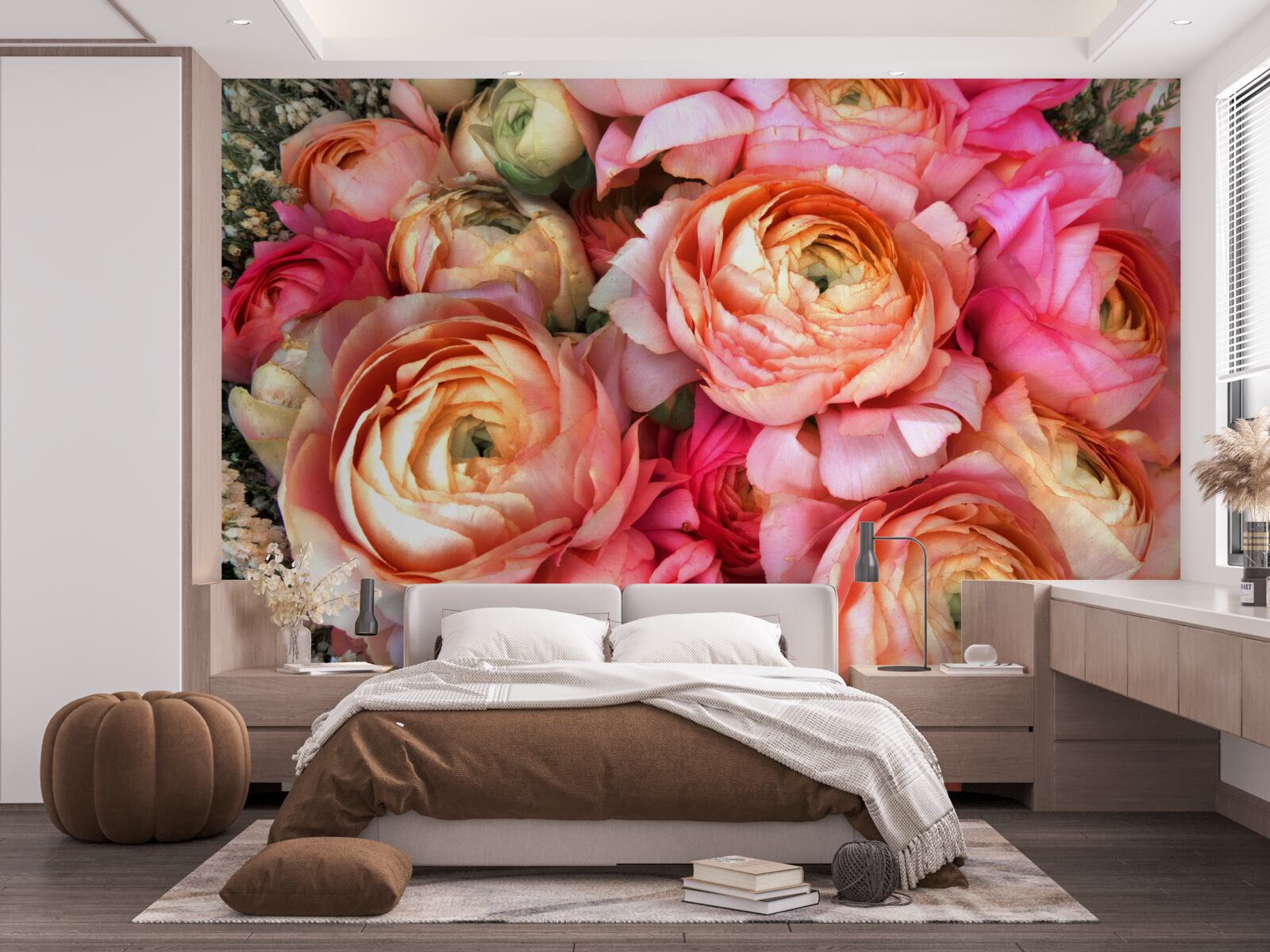 Фотошпалери насичено забарвлені півонії