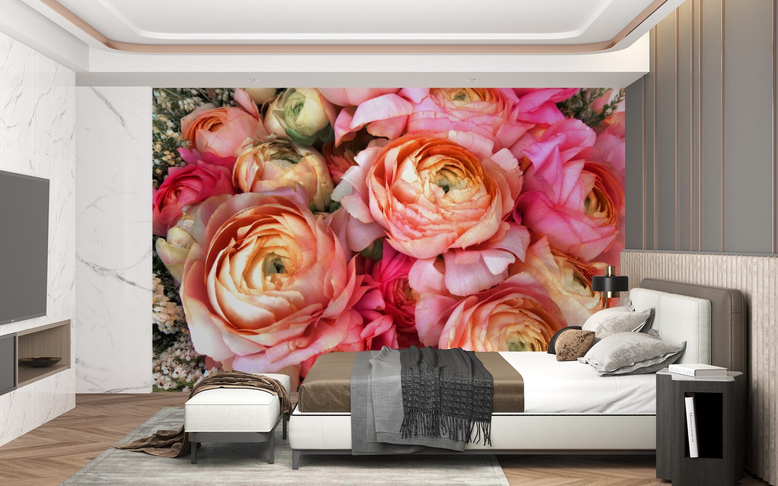 Фотошпалери насичено забарвлені півонії