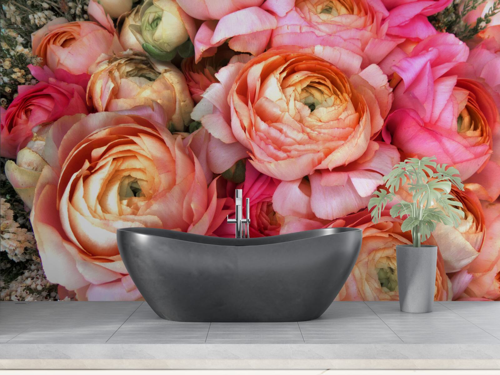 Фотошпалери насичено забарвлені півонії