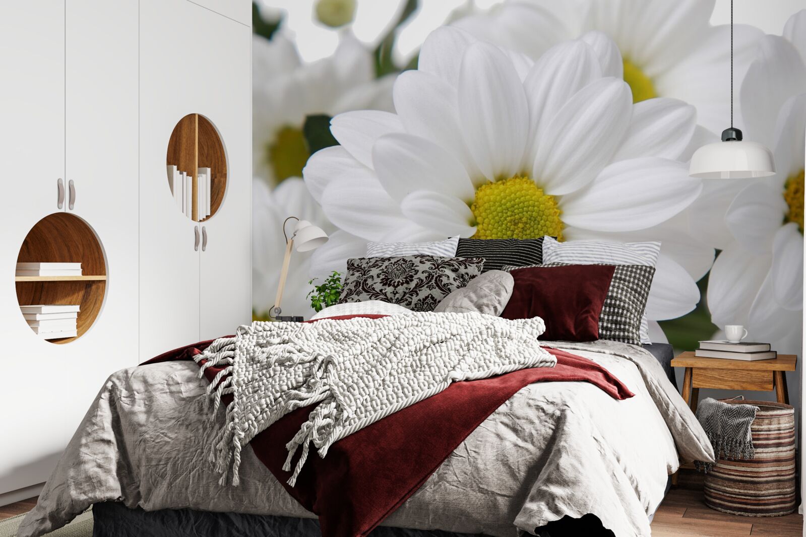 Фотошпалери композиція з білосніжних хризантем