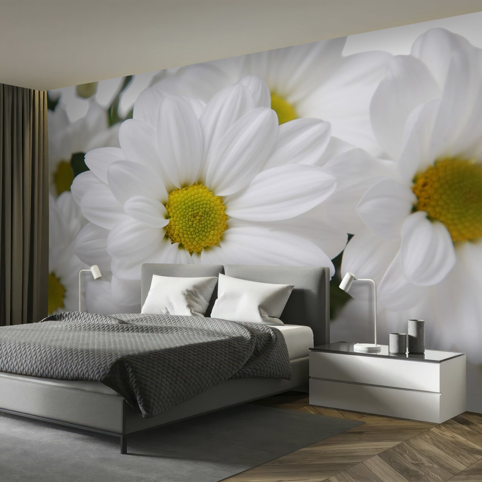 Фотошпалери композиція з білосніжних хризантем