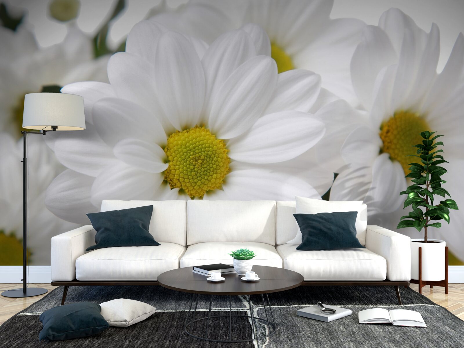 Фотошпалери композиція з білосніжних хризантем