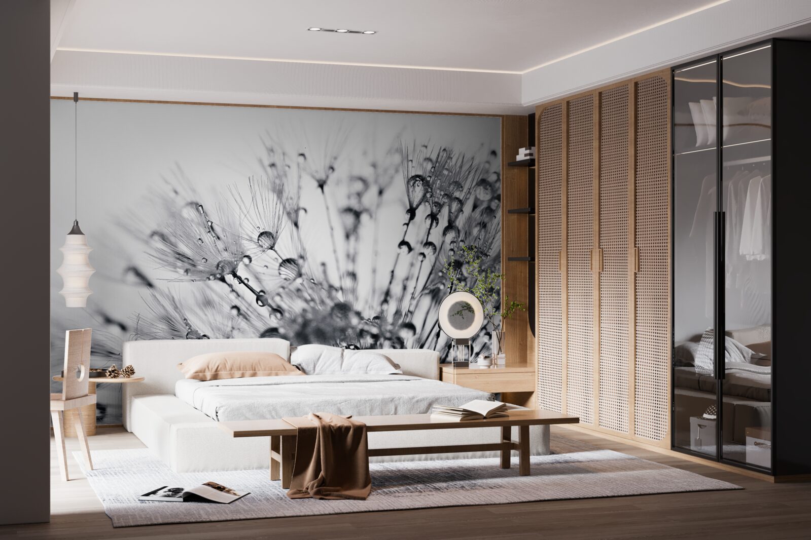 Фотошпалери краплі роси на кульбабах