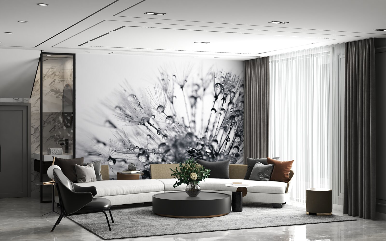 Фотошпалери краплі роси на кульбабах