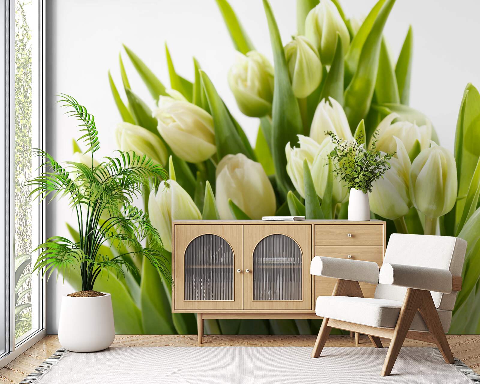 Фотошпалери набір білосніжних тюльпанів