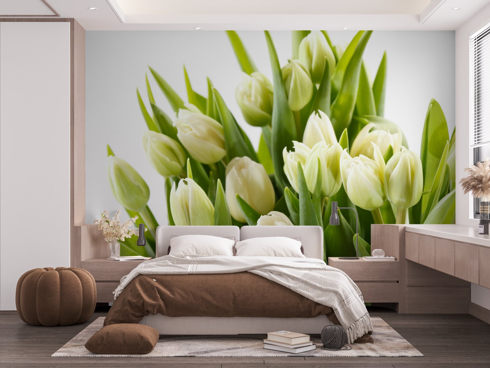 Фотошпалери набір білосніжних тюльпанів