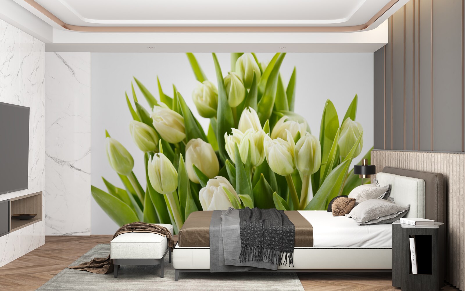 Фотошпалери набір білосніжних тюльпанів