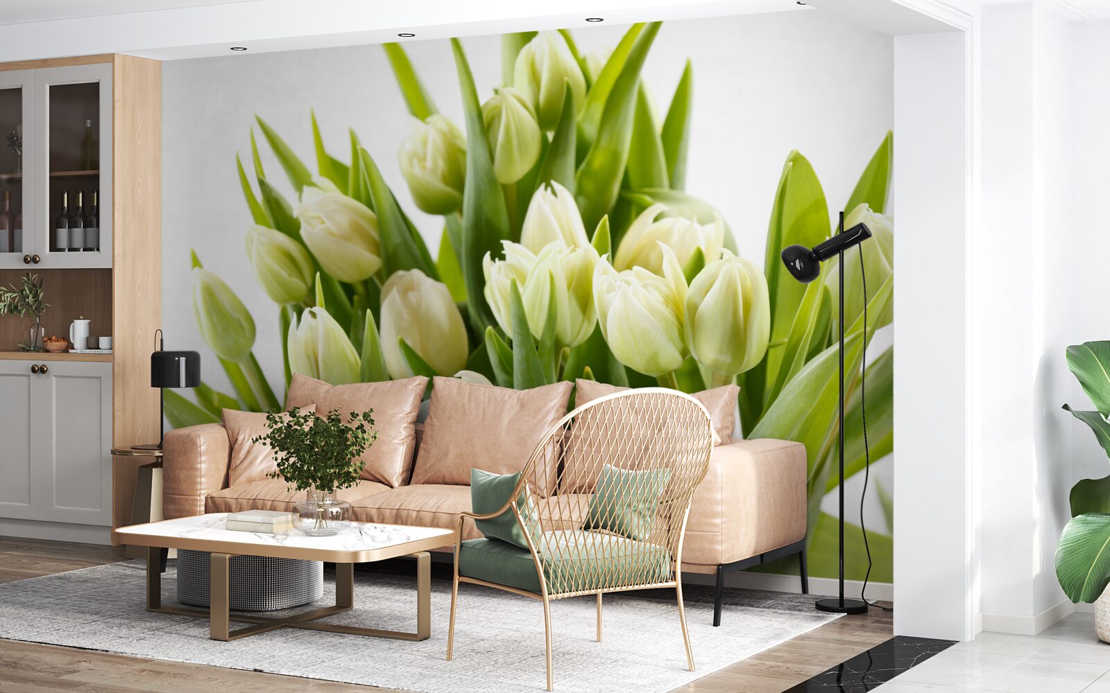 Фотошпалери набір білосніжних тюльпанів