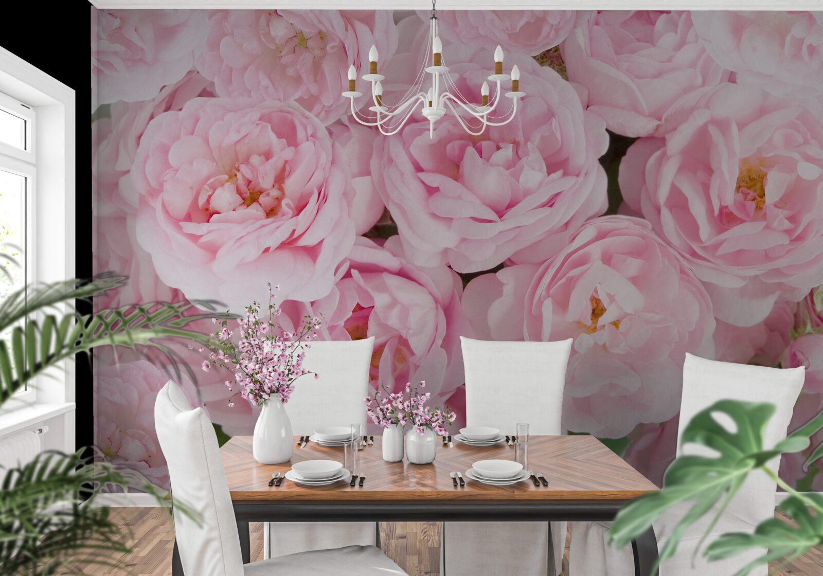 Фотошпалери рожеві троянди, зібрані в букет чайного кольору