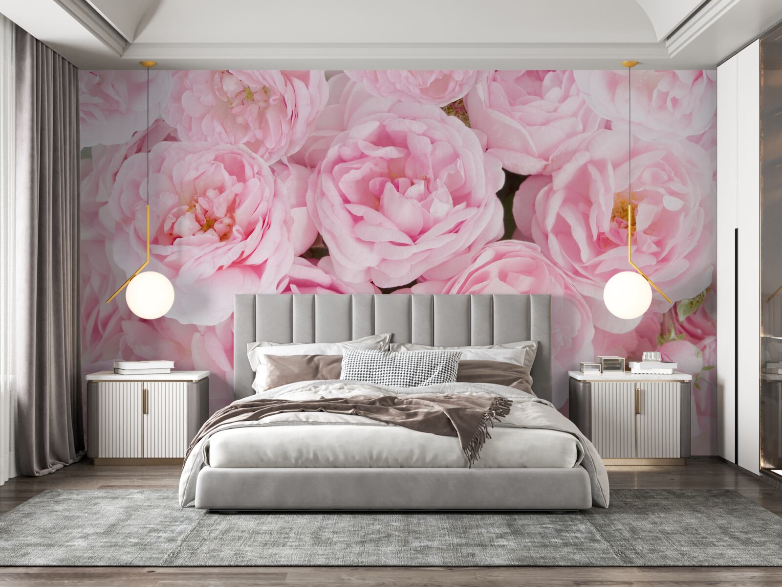 Фотошпалери рожеві троянди, зібрані в букет чайного кольору