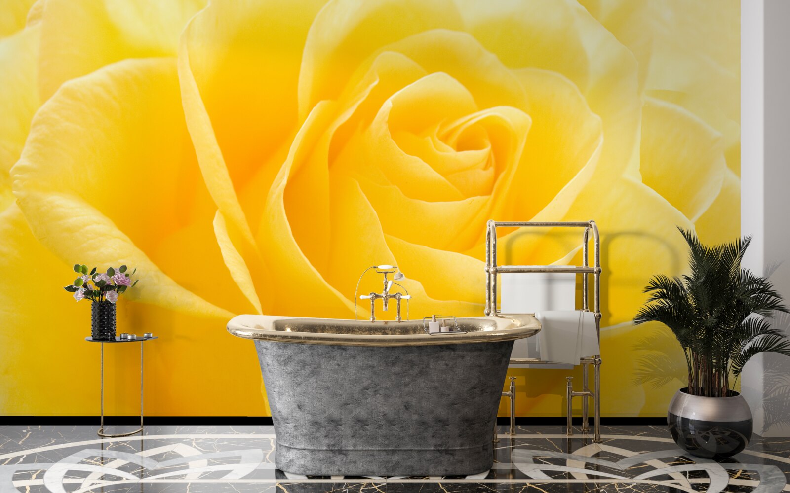 Фотошпалери макрофотографія жовто-рожевої квітки