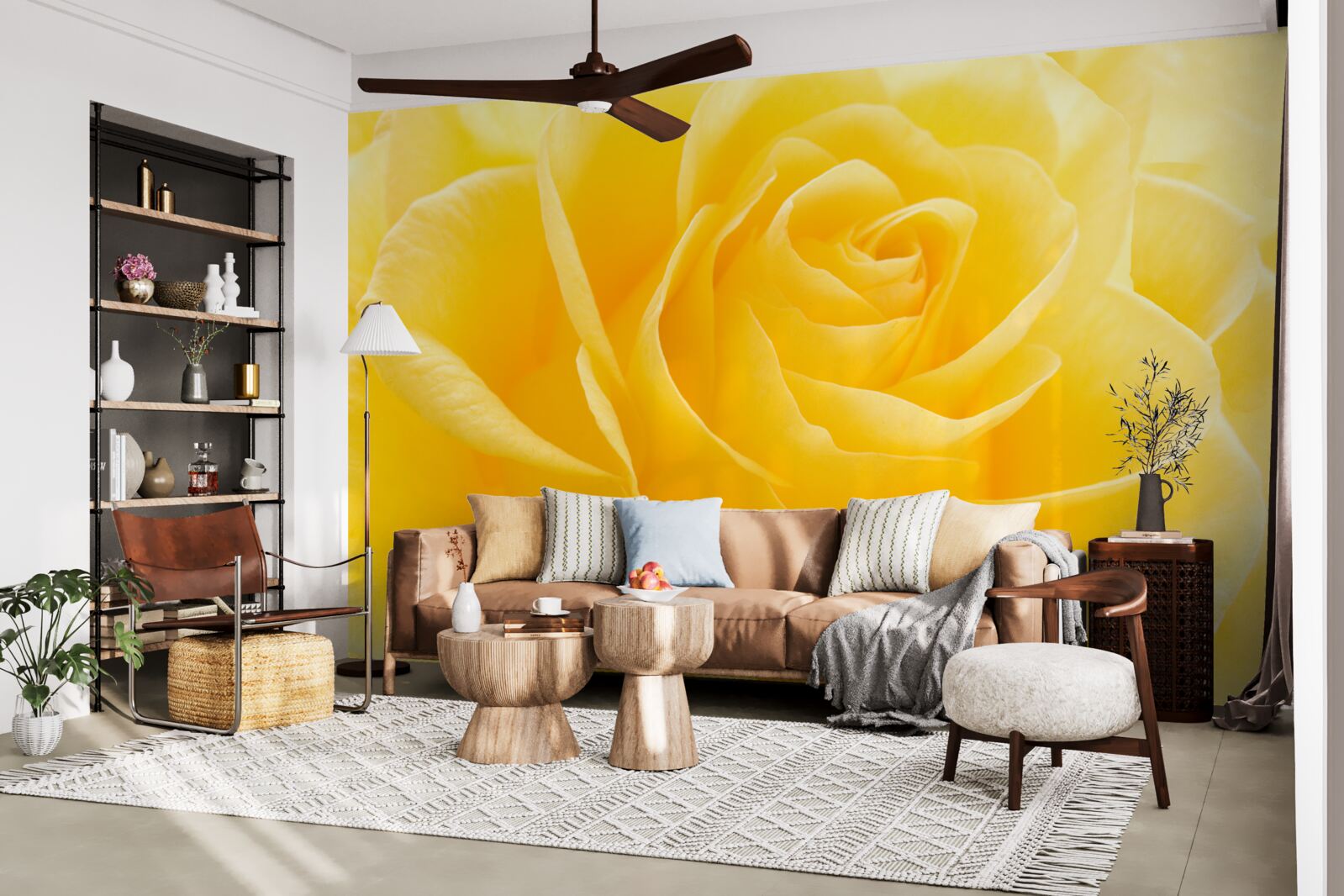 Фотошпалери макрофотографія жовто-рожевої квітки