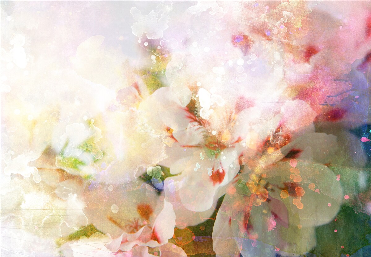 Фотошпалери акварельні квіти у світлій палітрі