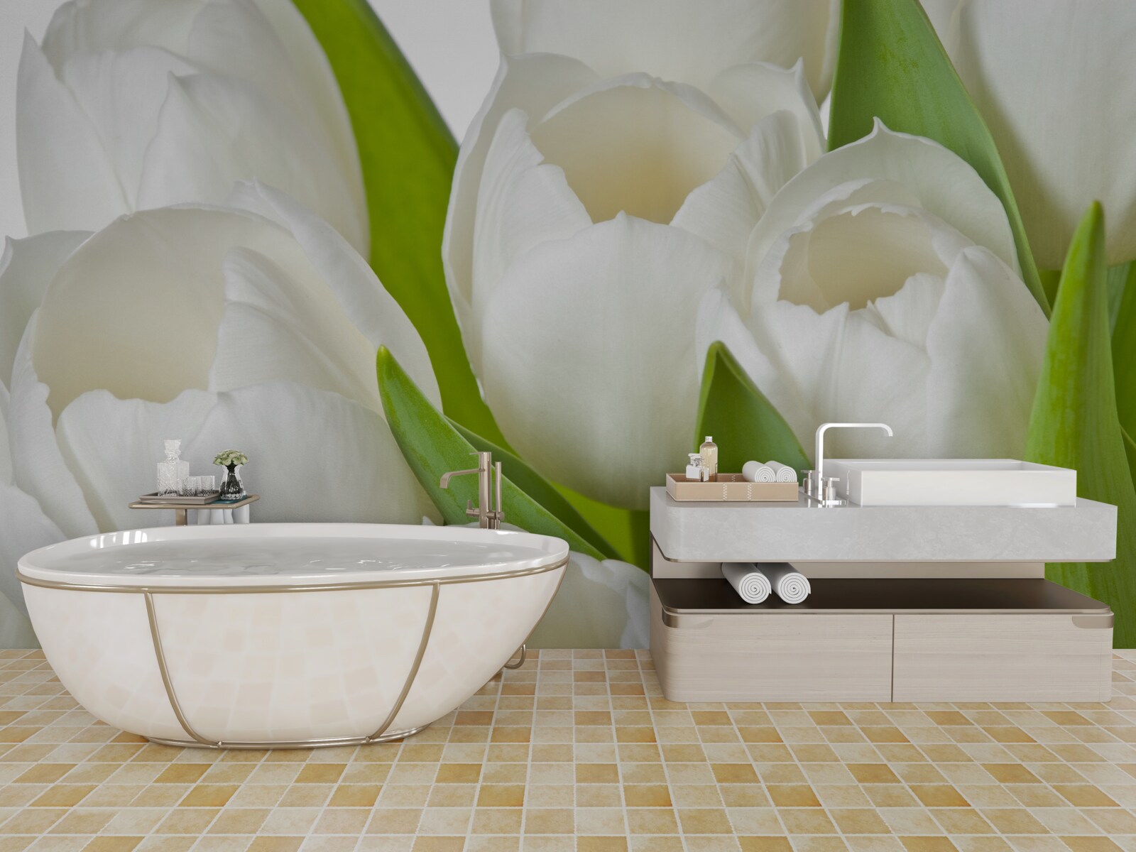 Фотошпалери чудові яскраві тюльпани