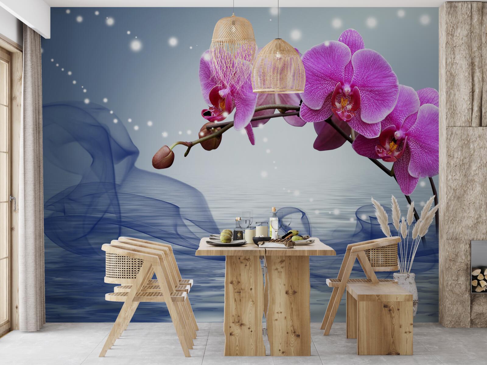 Фотошпалери Стебло чудової орхідеї бузкового кольору