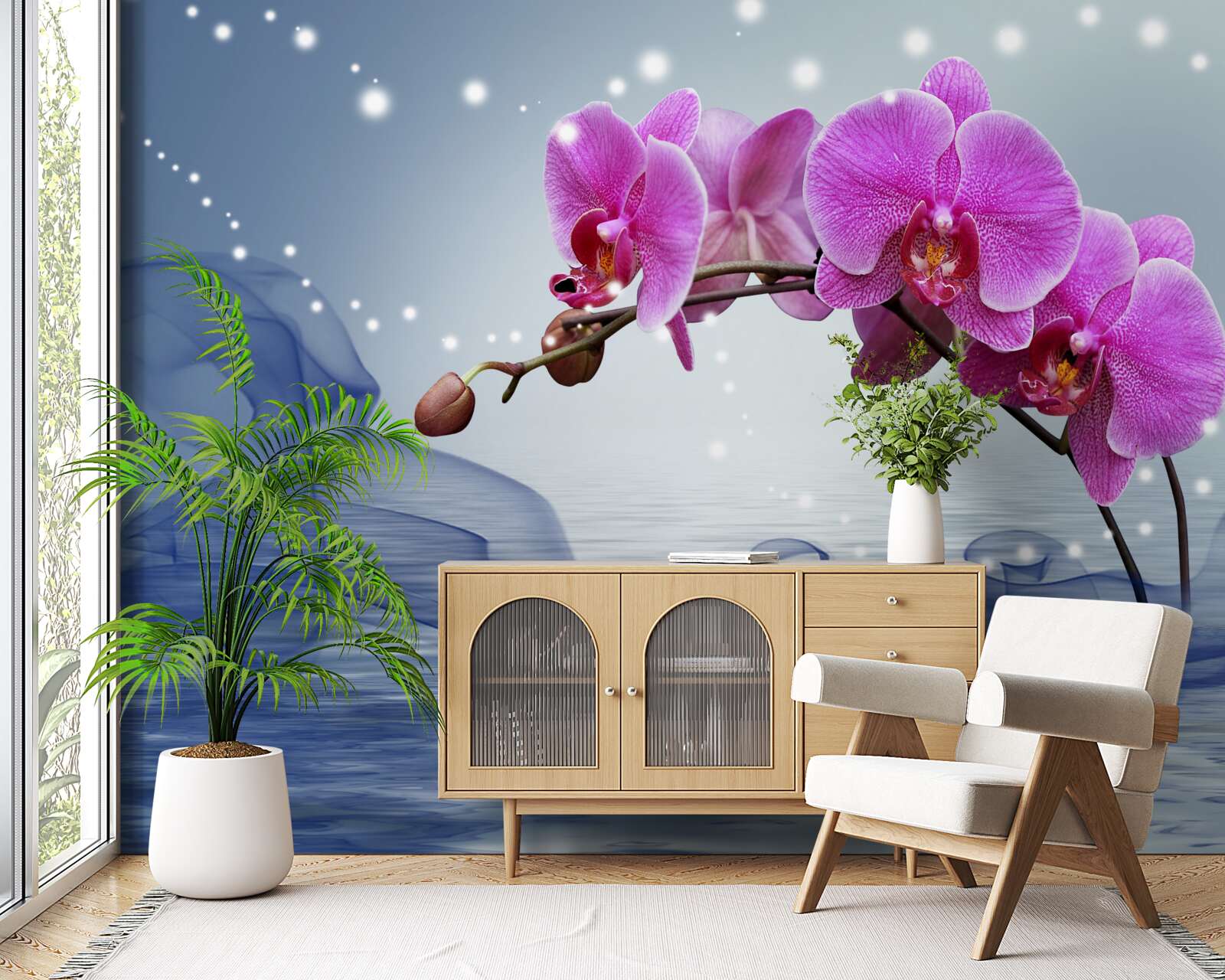 Фотошпалери Стебло чудової орхідеї бузкового кольору