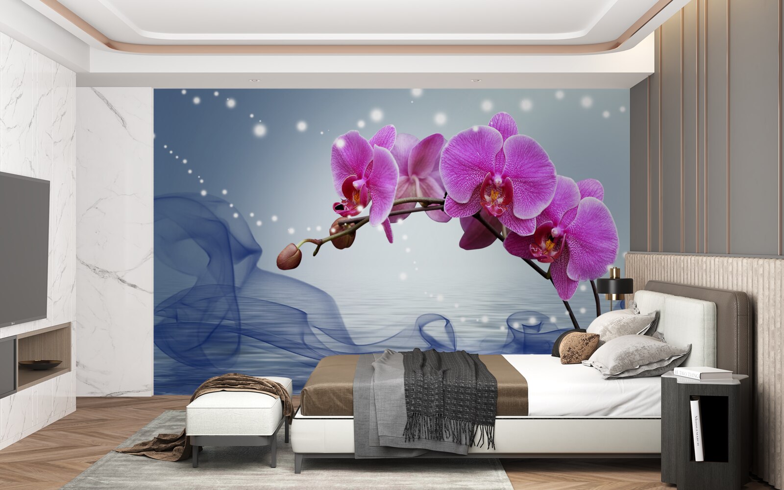 Фотошпалери Стебло чудової орхідеї бузкового кольору