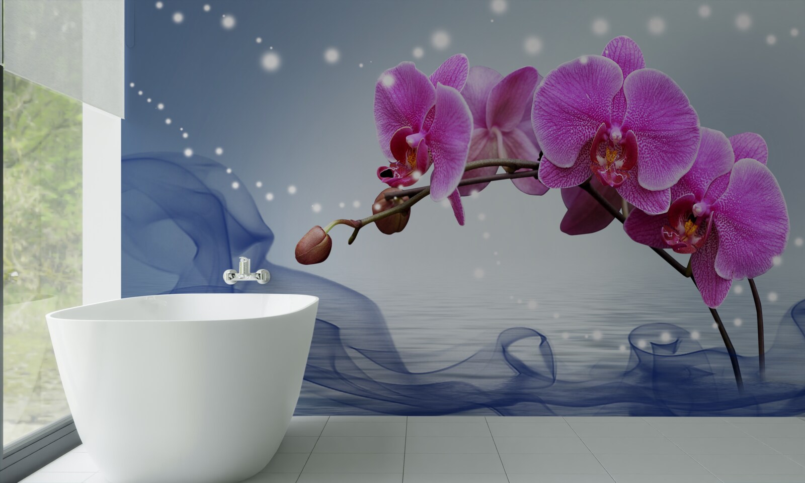 Фотошпалери Стебло чудової орхідеї бузкового кольору