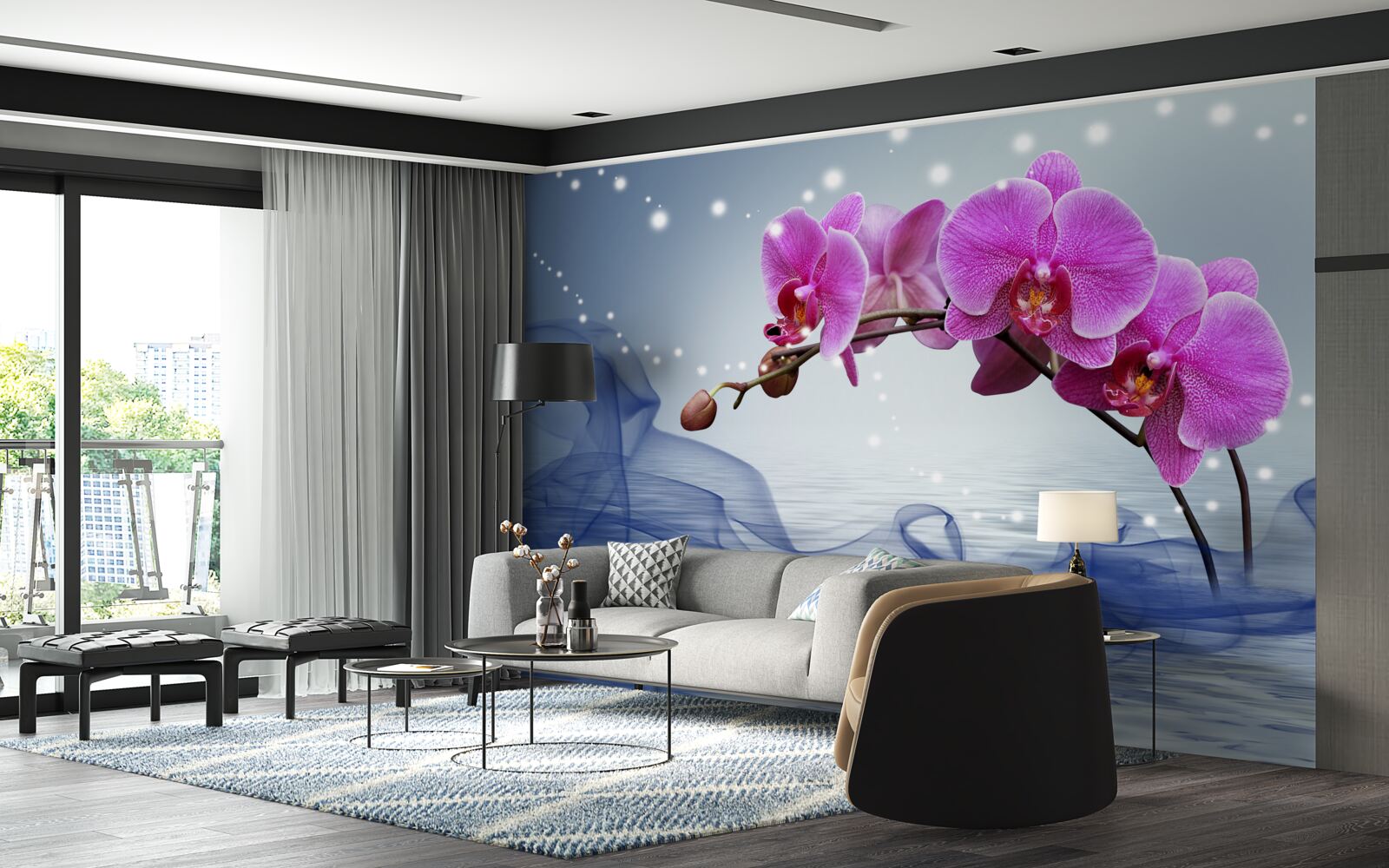 Фотошпалери Стебло чудової орхідеї бузкового кольору