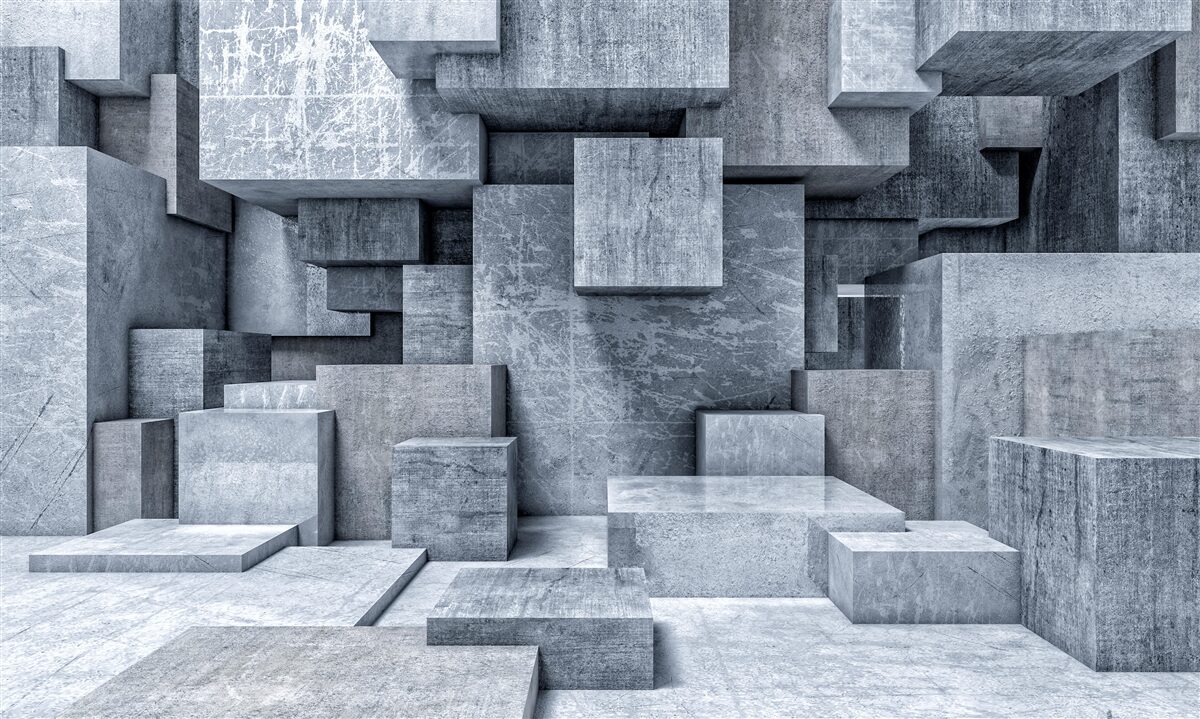 Фотошпалери кімната з геометричними формами у вигляді квадратів