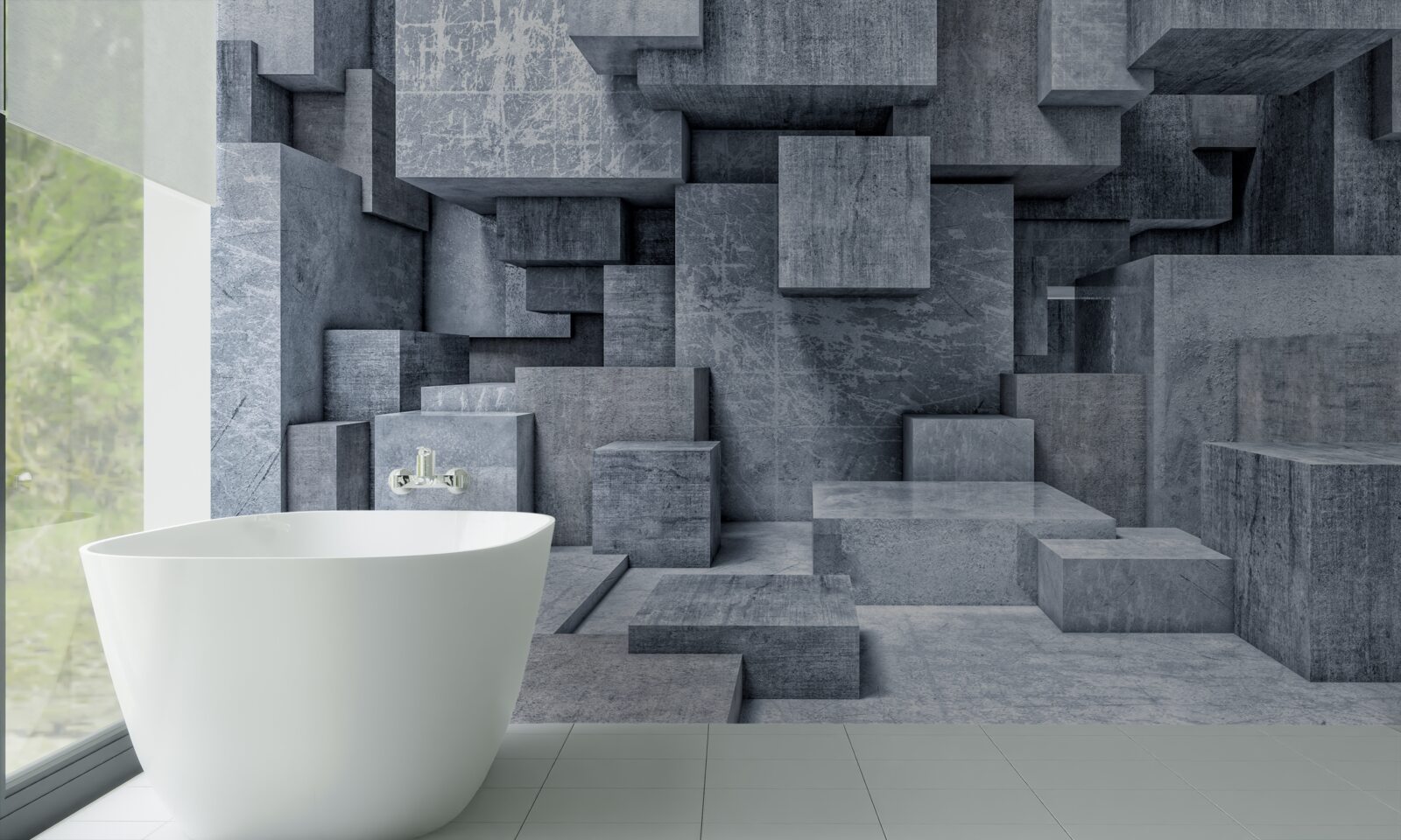 Фотошпалери кімната з геометричними формами у вигляді квадратів